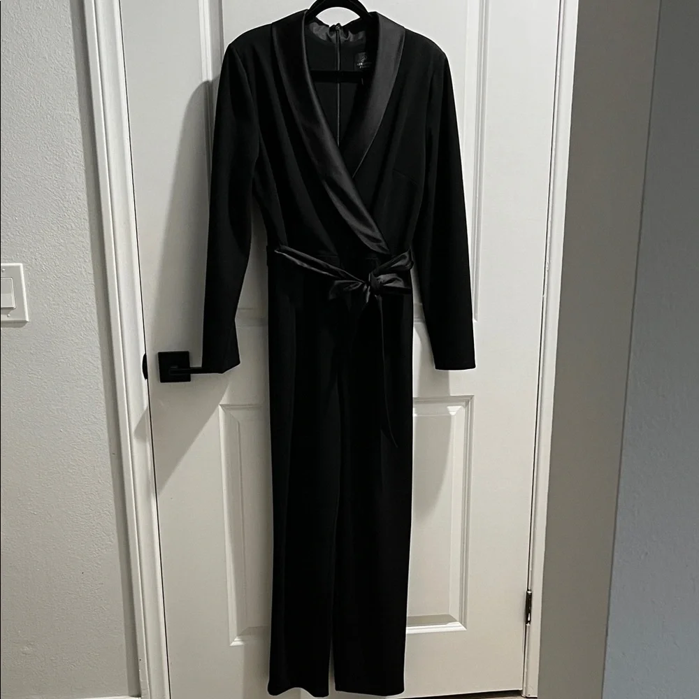 Adrianna Papell Black Tuxedo Jumpsuit - Picture 1 of 9